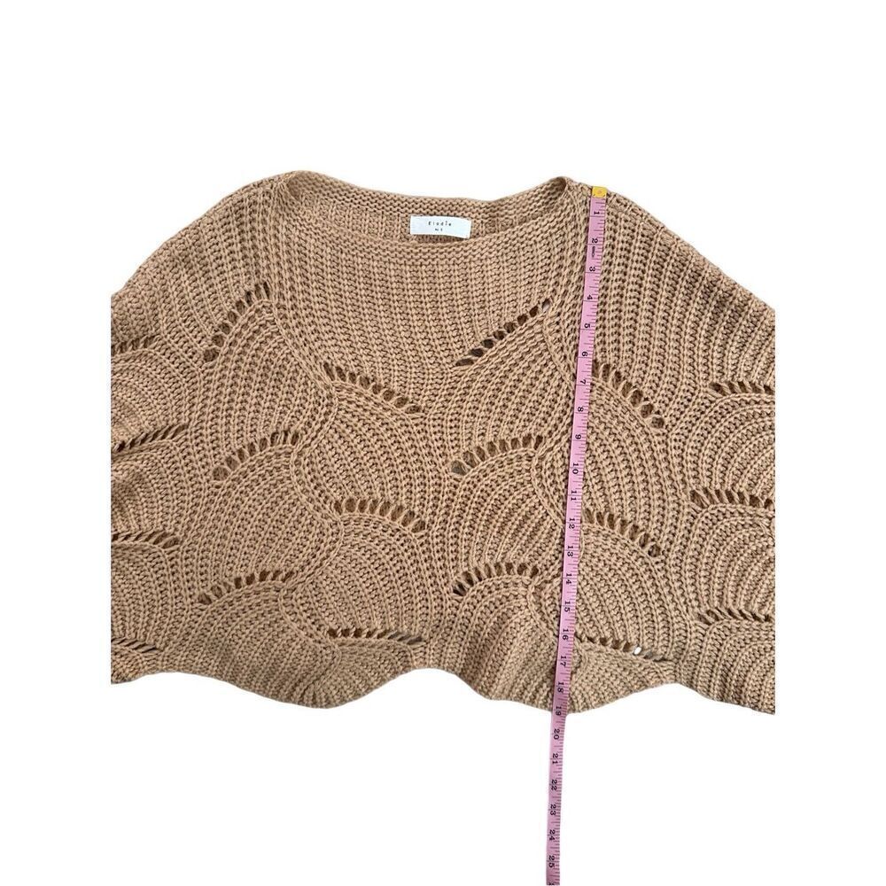 Anthropologie Elodie Cropped Scalloped Hem Open Knit Bat Wing Pullover Sweater - Picture 4 of 7